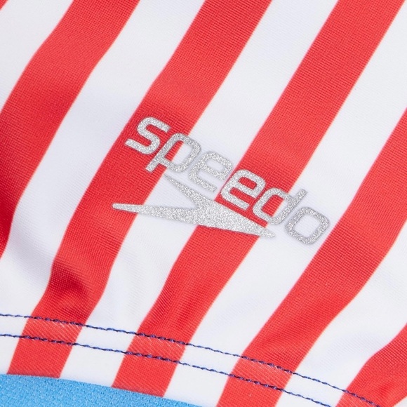 Speedo Girls Swimwear - Red and Blue Striped Swimsuit - Picture 3 of 5